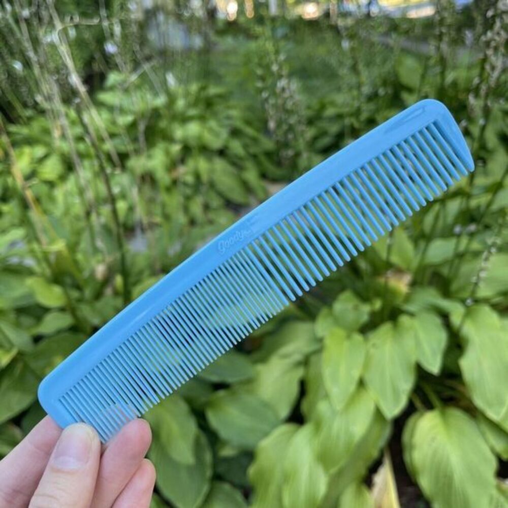 Vintage Goody 8in Blue Plastic Hair Comb USA Wide Pocket Purse Unbreakable Used